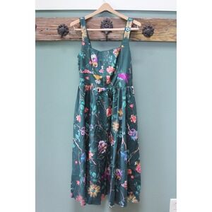 NEW Avec Les Filles Floral Corset Midi Dress Green Sleeveless Size 8‎